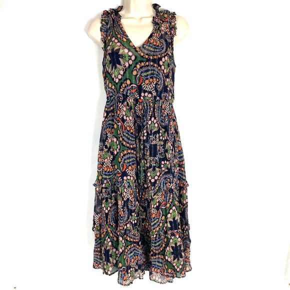 Anthropologie Elmira Ruffled Midi Dress Size 2 - Picture 2 of 11